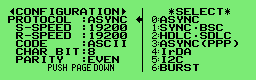 Protocol setting display