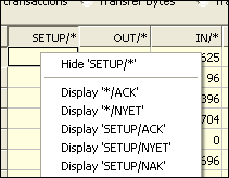 Statistical Information - Setting to display/hide Packets