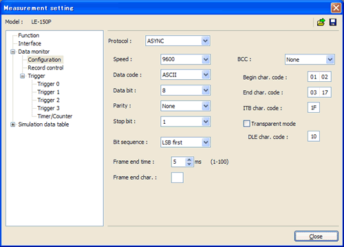 Setting Screen for Data Monitoring