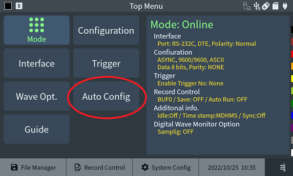 Autoconfig display