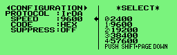 Communication Condition Setting Screen of IrDA